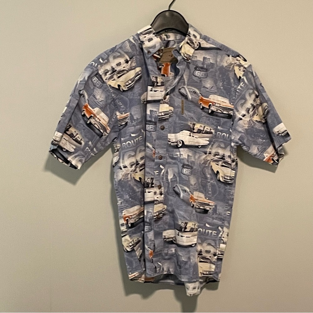North River Men's Blue  Novelty Graphic car Shirt. Item # 11228